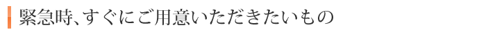緊急時すぐにご用意いただきたいもの